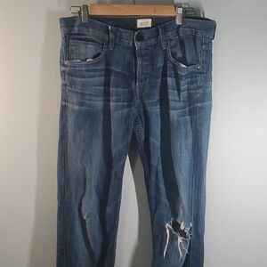 Hudson Button-fly Button Back Pockets Rip Worn In Guc Jeans Womens Size 32 Denim
